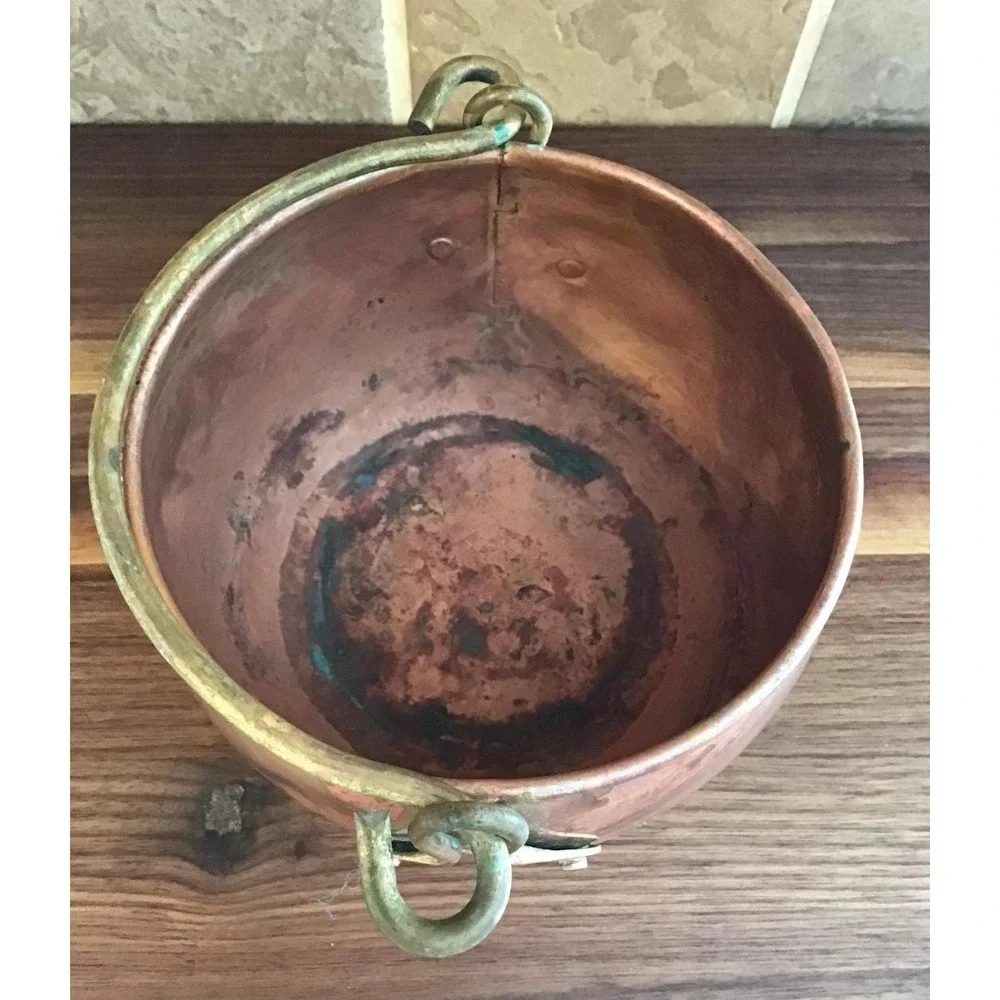 Vintage Holland Copper Brass Miniature Cauldron Pot Set 4.5